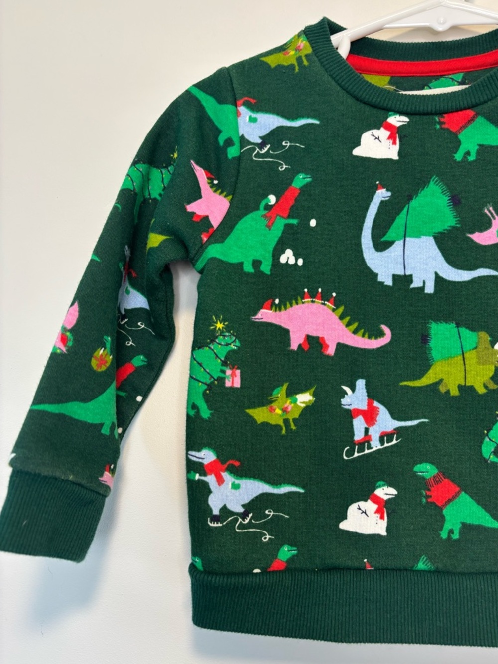 Baby Boden Green Holiday Winter Dinos Printed Sweatshirt 9-12 Months